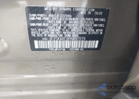 2023 Subaru Forester Touring from USA, damaged, VIN JF2SKARC8PH400939